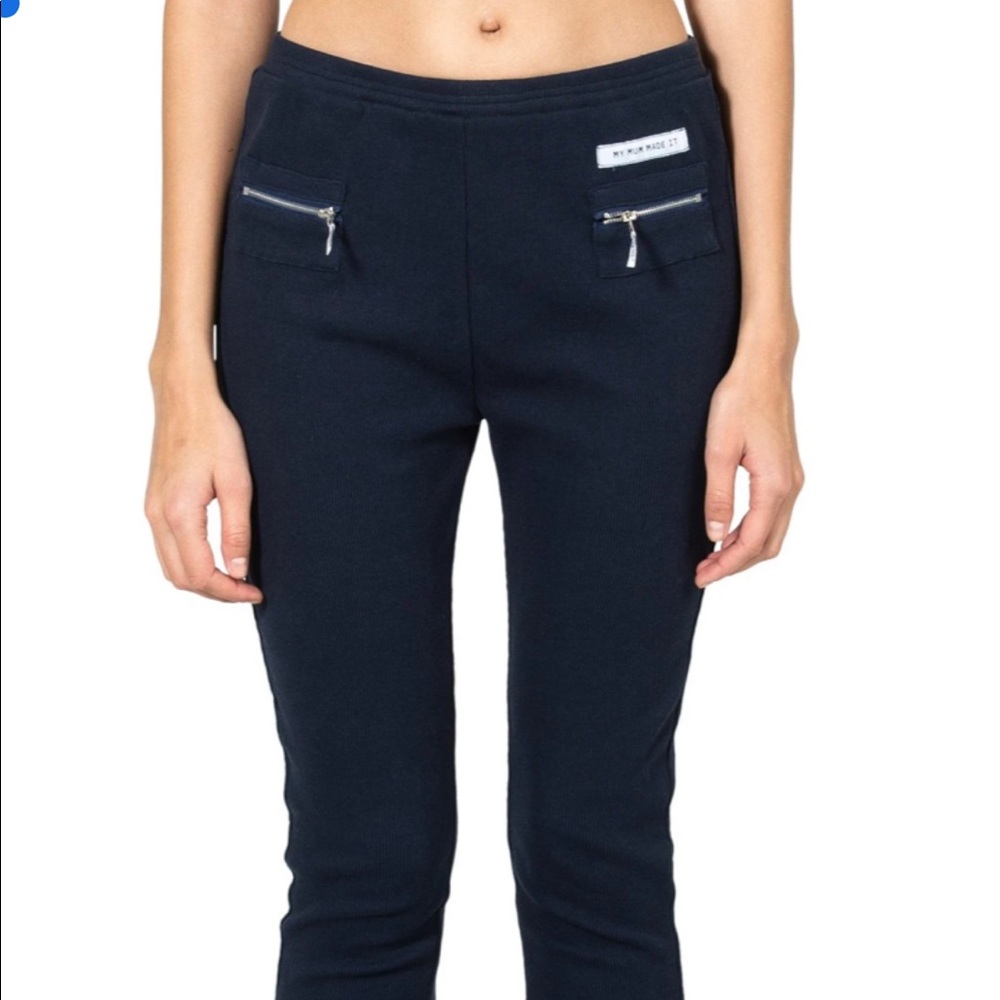 My Mum Made It Ribbed Zipper Leggings